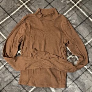 Brown Slim Mock-Neck Top